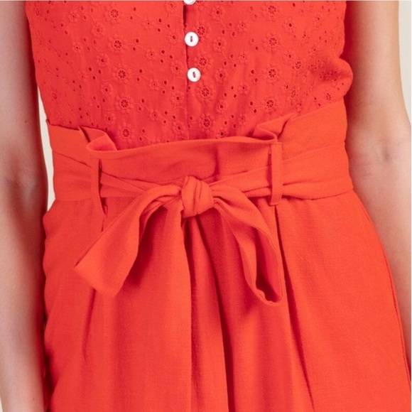 Francesca’s Paperbag Waist Eyelet Lace Romper - Picture 2 of 12